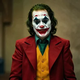 joker wearing clothes in the style of directoire style, photograph, grinning, creepy,