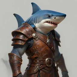 a detailed portrait of a shark water sorcerer dressed with a leather armor, by justin gerard and greg rutkowski, digital art, realistic painting, dnd, character design, trending on artstation