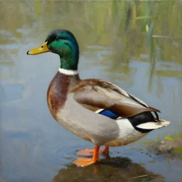 a duck on the prowl oil painting alberto sughi