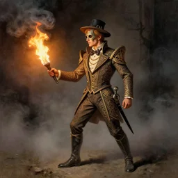 A telemarketer made from fire and thick steam, torch shadows, foggy night, intricate, elegant, highly detailed, donato giancola, Joseph Christian Leyendecker, WLOP, Boris Vallejo, Artgerm