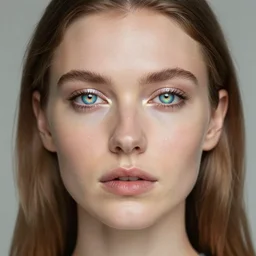 portrait of a woman with iridescent eyes inspired by lois van baarle
