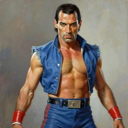 freddy mercury as ryu from street fighter, painting by frank frazetta, 4 k, ultra realistic, highly detailed,