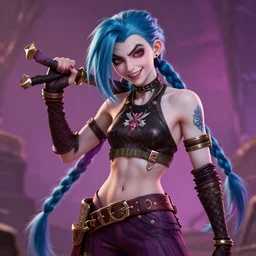 jinx from arcane, league of legends, photorealistic, greg rutkowski, artstation,