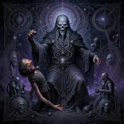 qanon shaman getting kicked right in balls, cosmic horror painting, elegant intricate digital painting artstation concept art by mark brooks and brad kunkle detailed