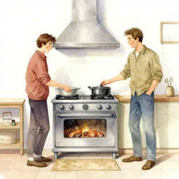 stove, ricardo robles, marco turini, watercolor, ilustration