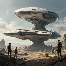 futuristic alien spaceship landscape by brian despain, daniel ridgway knight, atey ghailan, jeremy mann, artstation, volumetric light, high detail, perfect, concept art, 8 k, realistic