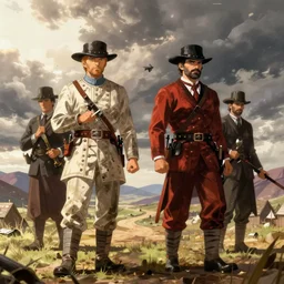 war and peace, red dead redemption art style, rockstar games art, semi - realistic anime