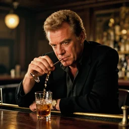 tom jones drunk in a bar, photo journalism, photography, cinematic, national geographic photoshoot