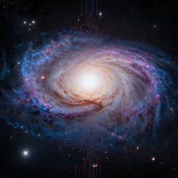 vertical, limit, galaxy, universe, emotion, uhd hyperrealistic photorealisitc hyperdetailed detailed, with sparking circuits in space