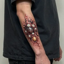a man whose arm is covered in painful alien bug eggs. art by tomasz alen kopera and glenn fabry.
