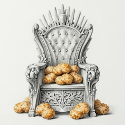 a drawing of the the chicken nuggets throne, realistic, pencil, elegant