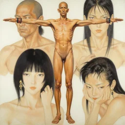 bald tan man, tall and long - limbed, stretched - out earlobes, wearing bracelets all over his body, beautiful painting by yoji shinkawa, alphonse murac, craig mullins, sui ishida, yoshikata amano, collaborative painting, very detailed and high quality, 4 k, 8 k, artstation