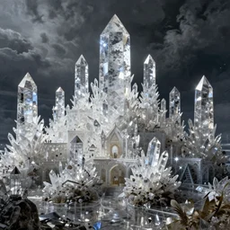 alchemy city, by beksinski, by ernst haeckel, shiny crystalline