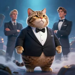[ chubby tabby in tuxedo ] on acid, cinematic, heavenly, volumetric light highly detailed, digital painting, artstation, concept art scene, smooth, sharp focus, epic illustration, unreal engine 5, 8 k illustration by bouguereau and greg rutkowski and edgar maxence
