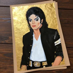 kraft paper painting michael jackson gold foil