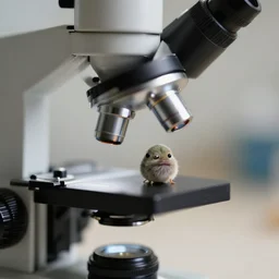 a small offended micro creature looking back up into the microscope
