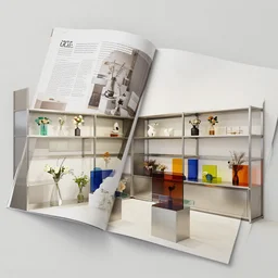 flower retail store, minimal, stainless steel and color glass, frame magazine, archidaily, contemporary art and sculpture, octane rendering