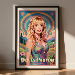 young Dolly Parton psychedelic art print, mid shot