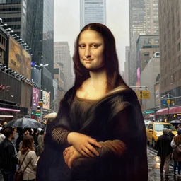 times square, new york, as painted by da vinci in 1 5 1 1, renaissance, morning daylight, raining, crowd