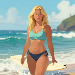 blonde Hawaiian surfer girl by Greg Staples, artstation