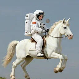 astronaut riding unicorn by george stubbs, martine johanna, hikari shimoda