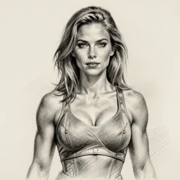 a pencil sketch of a muscled Christina Hendricks as a ruggedly handsome heroine, intricate, elegant, highly detailed, centered,smooth, sharp focus, art by artgerm and donato giancola and Joseph Christian Leyendecker, Ross Tran, WLOP