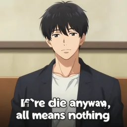 inspiring speech. wait... if we're gonna die anyway, it all means nothing, right? hyperrealistic anime background illustration by kim jung gi, extremely detailed faces, intricate linework, smooth, super sharp focus, bright colors, high contrast, matte, octopath traveler, studio ghibli, unreal engine 5 highly rendered, global illumination, radiant light