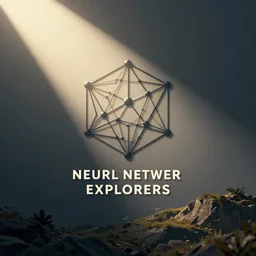 minimalist logo for neural network explorers, isometric illustration