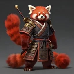 detailed concept art of a chinese anthropomorphic red panda anthro samurai character by patryk stefaniak, darek zabrocki artstation,