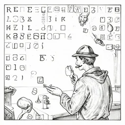 ink wash painting of riddles and enigmas, decoding, amateur detective mystery, brain teasers, cryptic crosswords, scape room, logic games - by jama jurabaev, artstation, cinematic shot