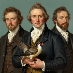 formal portrait of john james audubon holding a bird. digital art by eugene de blaas, ross tran, and nasreddine dinet, vibrant color scheme, intricately detailed, in the style of romanticism. artstation, greg rutkowski