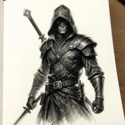 fantasy thief sketch, high detail, artstation, pinterest