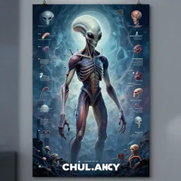 medical anatomy poster of an alien, alien, extraterrestrial