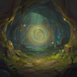 cavern, in concept art of main menu loading screen background. for russian mmorpg by katauri, artstation, behance, style of hearthstone
