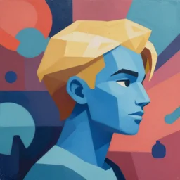 Avatar with a blond hair and blue skin profile picture by Greg Rutkowski, asymmetrical, Organic Painting , Matte Painting,  geometric shapes, hard edges, street art, trending on the artstation:2 by Sachin Teng:4, blur: -4