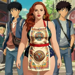 a beautiful plus sized model japanese natalie portman, alluring plus sized model, wearing mayan leotard with elegant mayan apron, street fashion hip hop style with mayan patterns, aztec street fashion, gapmoe yandere grimdark, trending on pixiv fanbox, painted by greg rutkowski makoto shinkai takashi takeuchi studio ghibli, akihiko yoshida