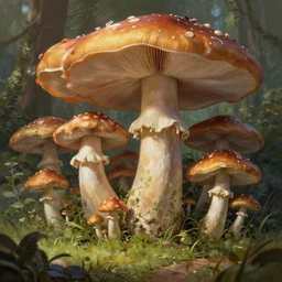 garden with giant mushrooms, deep focus, intricate, highly detailed, digital painting, artstation, concept art, matte, sharp focus, illustration, art by artgerm and greg rutkowski