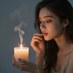 beautifull women out of smoke candle, love expression spirit, 8 k, hd,