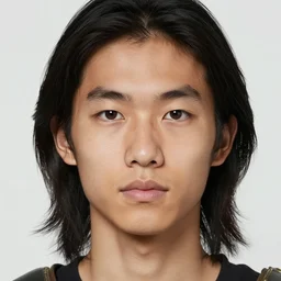 a light brown - skinned young man with shoulder - length black hair, small asian brown eyes, thin eyebrows, small delicate nose, prominent cheekbones, small thin mouth, round face and long neck as a dnd knight, closeup portrait by gaston bussiere, j. c. leyendecker, craig mullins, symmetry!!, realistic face