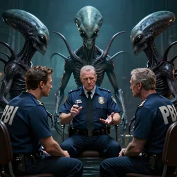 fbi agent interrogated by demonic aliens, beksinski, wayne barlowe, very coherent symmetrical artwork, cinematic, hyper realism, high detail, octane render, 8 k