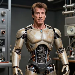 animatronic Sylvester Stallone, exposed mechanics, photo, Stan Winston studios, detailed, 4k