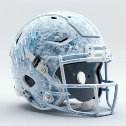 american football helmet made of ice and stalactites, highly detailed, 3d render, masterpiece, trending on artstation, devianart, cgsociety concept art