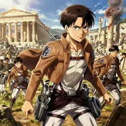 Still from Attack On Titan Titan invasion of Ancient Athens, intricate, 8k highly professionally detailed, HDR, CGsociety