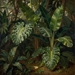 a renaissance painting of tropical houseplants