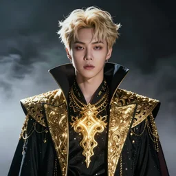 park jimin as a vampire. wearing intricate styled outfit, semi realism, anime realism, symmetrical face, slim face, distinctive features, appealing, photorealism, uhd, amazing depth, glowing, golden ratio, sakimichan, greg rutowski, volumetric lighting, dramatic lighting, foggy, artstation concept art