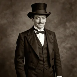 photorealistic sepia portrait of a 1 9 2 0 s era male magician with a smirk, well dressed in his mid - thirties, long - tailed tuxedo coat, by larry elmore, atmospheric lighting, hatless, dark, brooding, painted, intricate, ultra detailed, well composed, best on artstation, cgsociety, epic, stunning, gorgeous, intricate detail, much wow, masterpiece, cinematic aesthetic octane render, 8 k hd resolution,