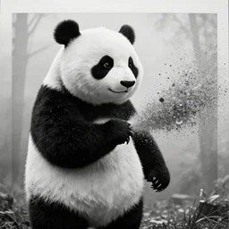 detailed medium format photo, polaroid still from tarkovsky movie, a giant chinese panda character sending out hundreds of tweets on instagram, haze, high production value, intricate details, 8 k resolution, hyperrealistic, hdr, photorealistic, high definition, technicolor, award - winning photography, masterpiece, black and white, grungy