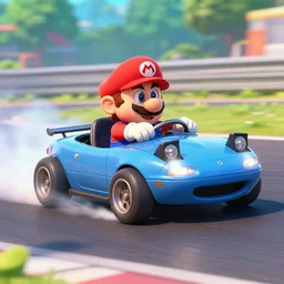 mazda miata drifting in mario kart