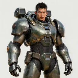 an portrait man asian in the assault powered armor, style game square enix life, trending on artstation, painted by greg rutkowski, render naughty dog, octane render, detailed