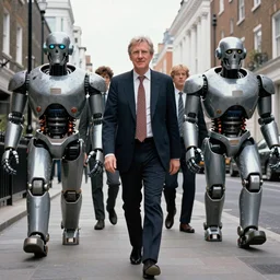 a gang of giant, cyborg simon cowells prowling 1980s london, annie leibovitz photo hq